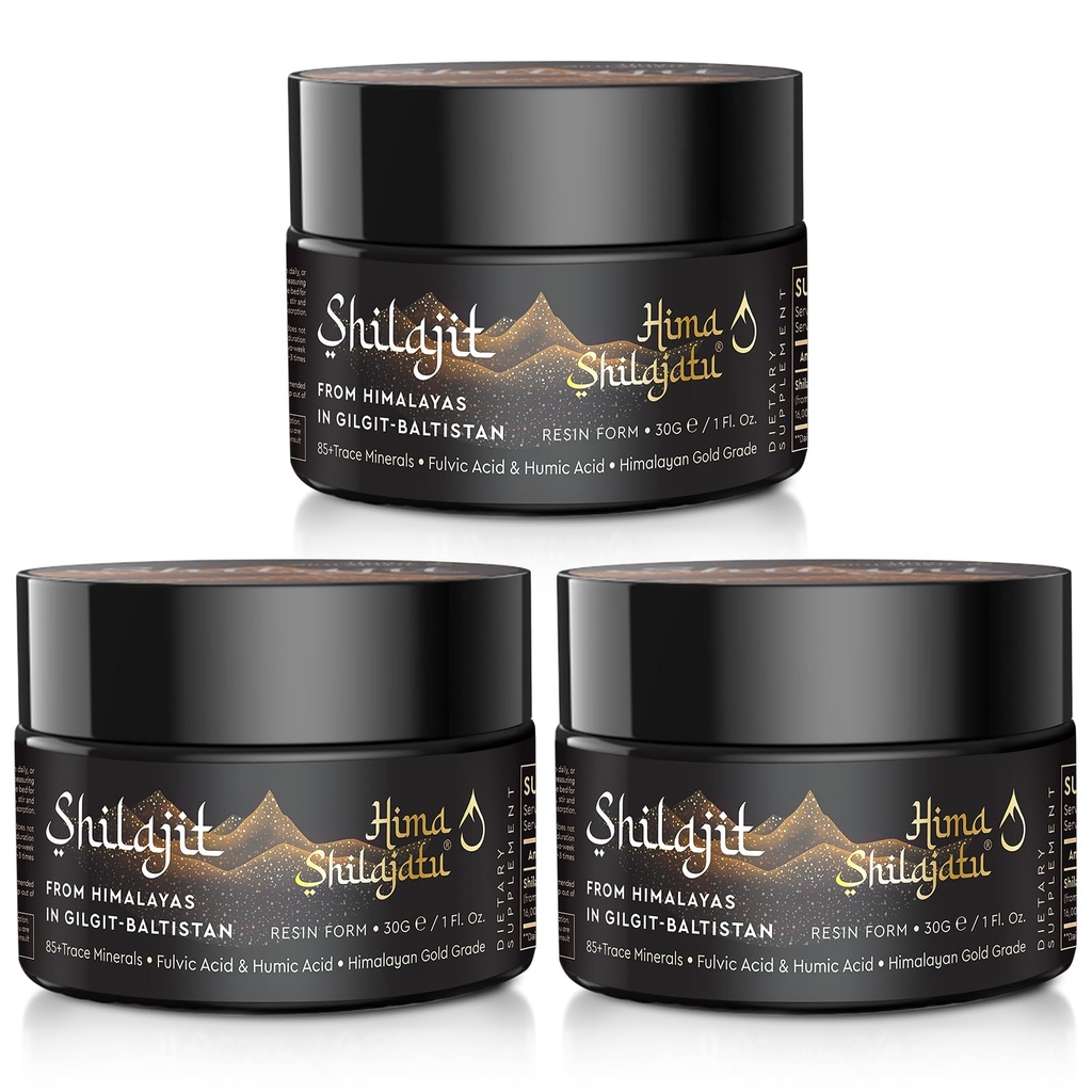 Shilajit Purest Himalayan Organic Shilajit Resin - Gold Grade 100% Puhtaus Shilajit Fulvic Acid & 85+ Trace Minerals Complex for Energy & Immuno Support, pakkaus 3 (6 kuukautta Supply)