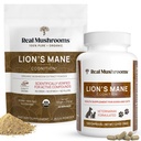 Real Mushrooms Lions Mane for Human (60 tarjoilua) ja Lemmikkieläimet (120ct) - Powder & Capsules Bundle for Cognition & Immuniteetti - Vegaani, Ei-GMO, Gluteenittomat, Grain-vapaa sieniuute lisäravinteet