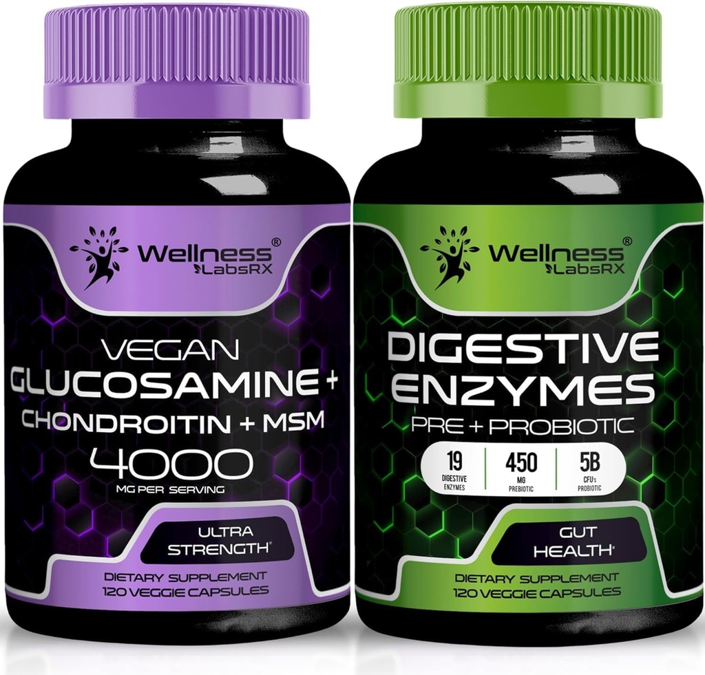 WELLNESS LABSRX Ruoansulatuskanavan entsyymit Kapselit Glukosamiinikondroitiinikapselit