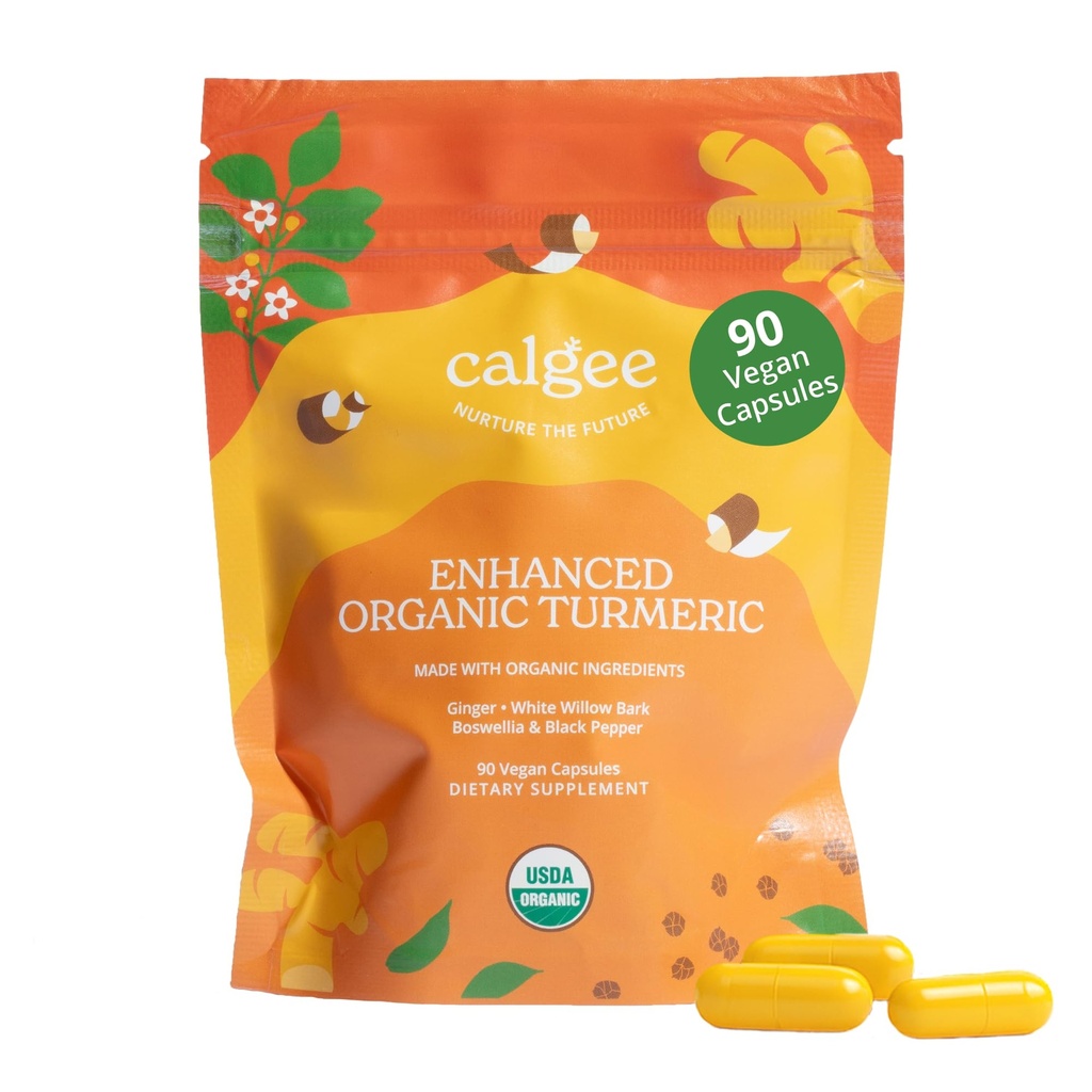 Premium 5-i-1 1100mg gurkmeja Curcumin med svartpeppar för Maximerad biotillgänglighet, Plus Boswellia & White Willow. USDA Organic Joint Support, Made in the USA och 3rd Party Tested. 90 ct.