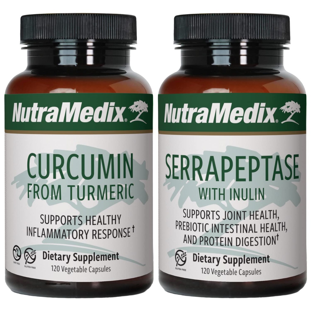 NutraMediax Joint Support Bundle - Sisältää Curcumin alkaen Turmeric ja Serrapeptaasi Enzyme Tuki Kapselit yhteisen tuen ja terveen Inflammatory Response Support - 2-Piece Supplement Set