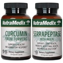 NutraMediax Joint Support Bundle - Sisältää Curcumin alkaen Turmeric ja Serrapeptaasi Enzyme Tuki Kapselit yhteisen tuen ja terveen Inflammatory Response Support - 2-Piece Supplement Set