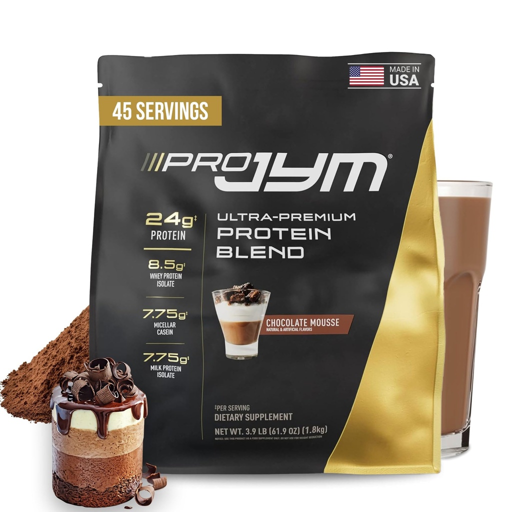 Pro JYM Chocolate Mousse Protein Powder - Whey Protein Isolates, Casein, & Milk Protein, Lean Muscle Building for Men & Women, JYM Supplement Science, 45 Tarjoilut