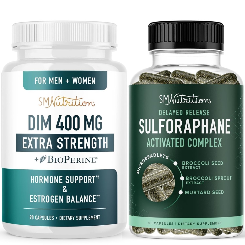 Sulforaphane Complex & 400 mg DIM täydentää tehostettu estrogen Balance naisille ... Advanced Microbeadlet Hormoni Balance Supplement (60 Servings) Extra Strength DIM (90 Servings)