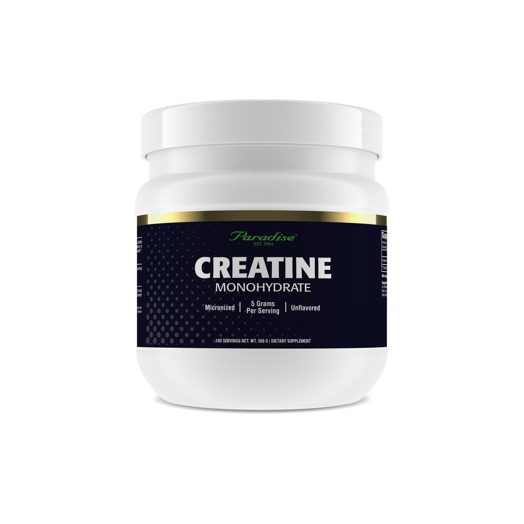 Paradise Creatiini Monohydraatti Powder, Micronized parantaa imeytymistä, tukee lihas Building & Athletic Performance, 500g, 100 tarjoilua