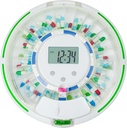 Automatisk Pill Dispenser för äldre med Alarm, Lock 28-Day Medication Dispenser, 6 Doseringsmallar, Ljud & Ljus Varningar & Nyckel för Vitaminer, Kosttillskott (Clear Lid)