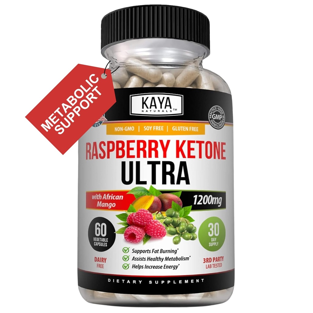 Kaya Naturals Keto ruokavalio vadelma Ketone - laihtuminen täydentää, ruokahalu ohjaus, Boost aineenvaihdunta - 60 Count