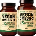 Vegan Omega 3 60 Softgels & 180 Softgels Bundle - Kasvipohjainen DHA & EPA Rasvahapot - Carragenan Free, Vaihtoehto kalaöljy, Tukee sydän, aivot, Yhteinen terveys - kestävästi lähdetty Algae
