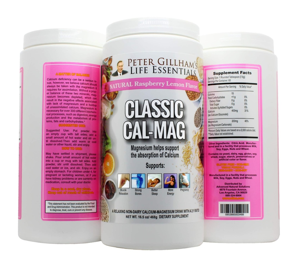 Classic Cal-Mag Powder Vadelma sitruuna, alkuperäinen 2:1 Formula, 16,50 [60 tarjoilua] Sleep & Stress Aid, lihasten rentoutumista, jalkakramppeja, luut ja hampaat. Made in The USA