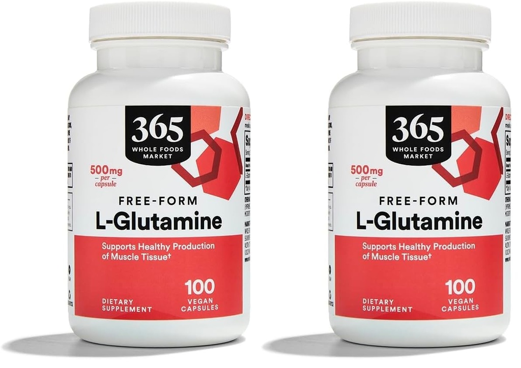 Hela livsmedelsmarknaden, L Glutamine 500Mg Veggie Caps, 100 Count (Pack of 2)