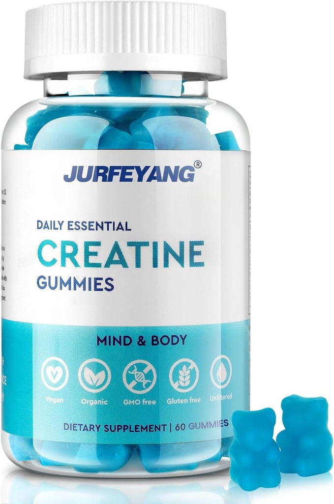 NutraBits Kreatin Monohydrat Gummies, 5g Kreatin Monohydrat Per Servering - Ingen socker eller konstgjorda färger, Vegan & Halal - Blueberry smak - 60 Gummies