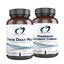 Designs for Health Magnesium Glycinate Complex (60 kapslar) & Twice Daily Multi (60 kapslar) Bundle - Premium Multivitamin med folat och hög absorptions Magnesium Supplement
