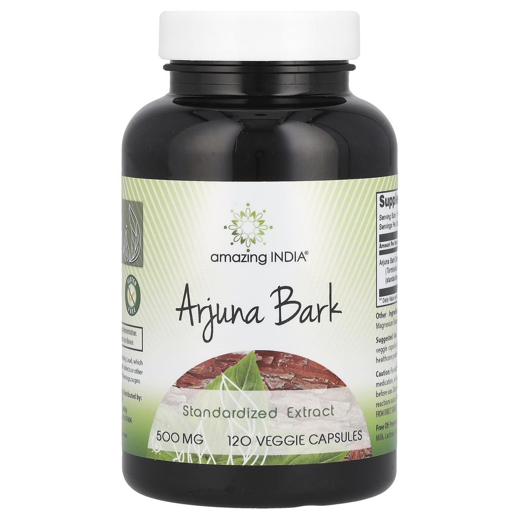 Amazing India Arjuna Bark Extract täydennysosa ... 500 Mg... 120 Kasviskapselit...