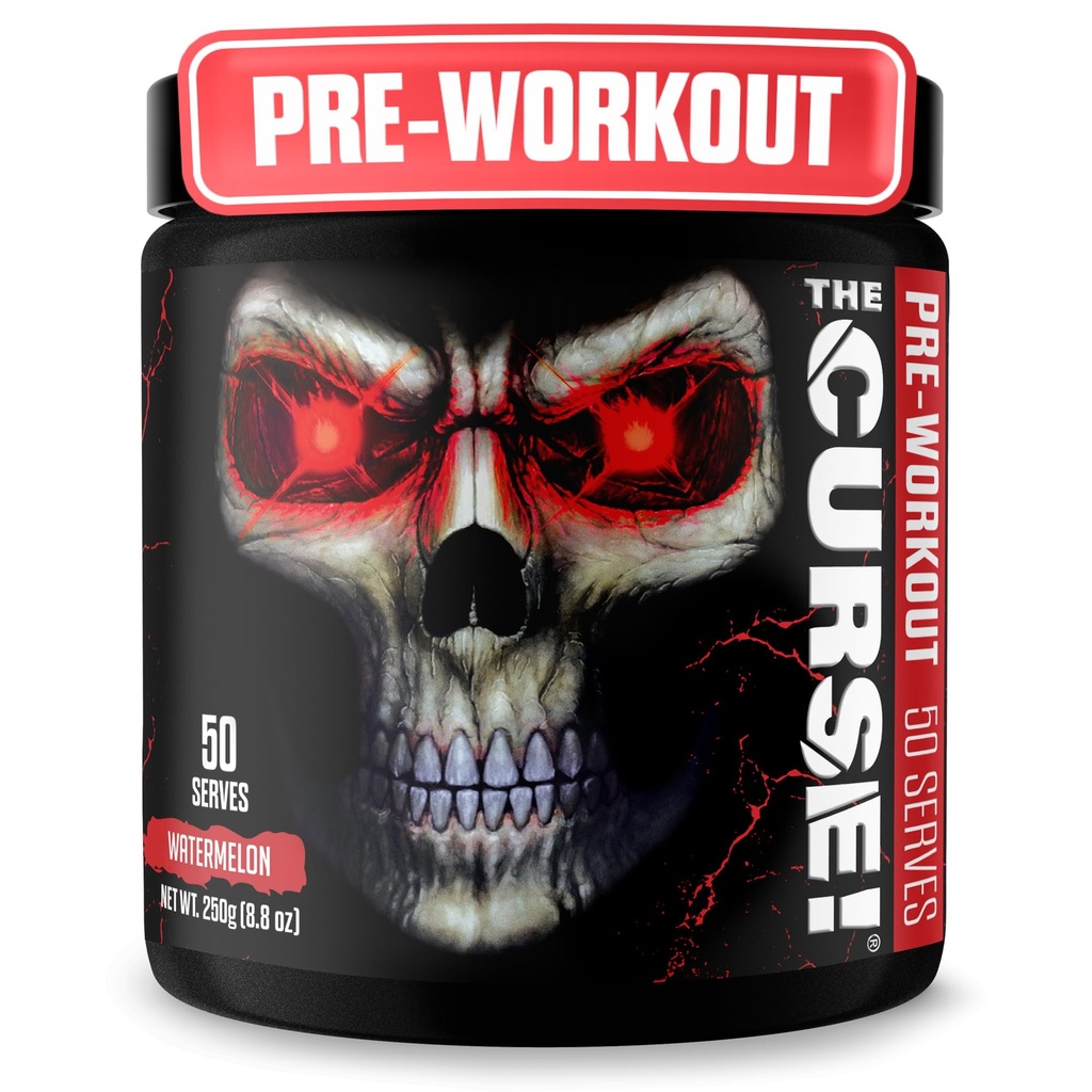 JNX SPORTS Förbannelsen! För träningspulver för män och kvinnor, koffein, beta-alanin, kreatin, L-citralin, 50 portioner, vattenmelon smak - öka energi, styrka och fokus