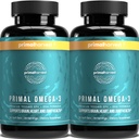 Primal Harvest Omega 3 Fish Oil lisäravinteet, 30 Tarjoilut Soft Gels Kapselit w/ 1000 mg EPA + DHA lisäravinteet, No Fishy Burps Non GMO Omega 3 rasvahappo, 2 pakkaus