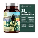Number 1 Nutrition Premium Men's Daily Multivitamiini Multimineral Supplement [Gluteeniton, ei-GMO], Vitamiinit A C E D B1 B2 B3 B5 B6 B12, Magnesium, Biotiini, Sprulina, ja Sinkki, 60 Veg Caps
