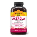 Country Life Acerola C-vitamiini Complex, 500mg, Pureskeltava Berry Flavored Wafers, Tukee Immuuni terveyttä, 180 Wafers, Certified Gluten Free by GFCO , Certified Vegan by AVA
