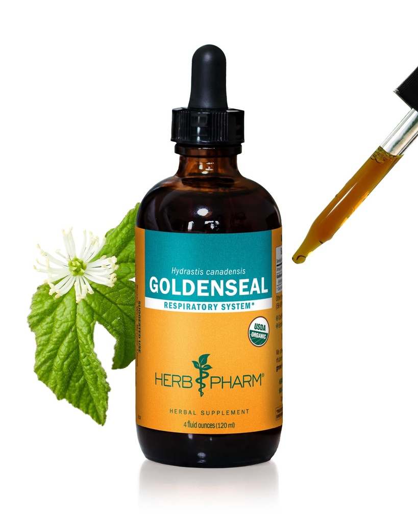 Herb Pharm Certified Organic Goldenseal nesteuute hengitysjärjestelmän tukea - 4 Ounce