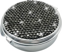 Bling Pill Case for Purse Medicine Vitamin Container Holder Pocket Pill Case Round Medicine Organizer för vitamin / fiskoljor / tillägg Travel Medicine Kit (3 Compartment Black)