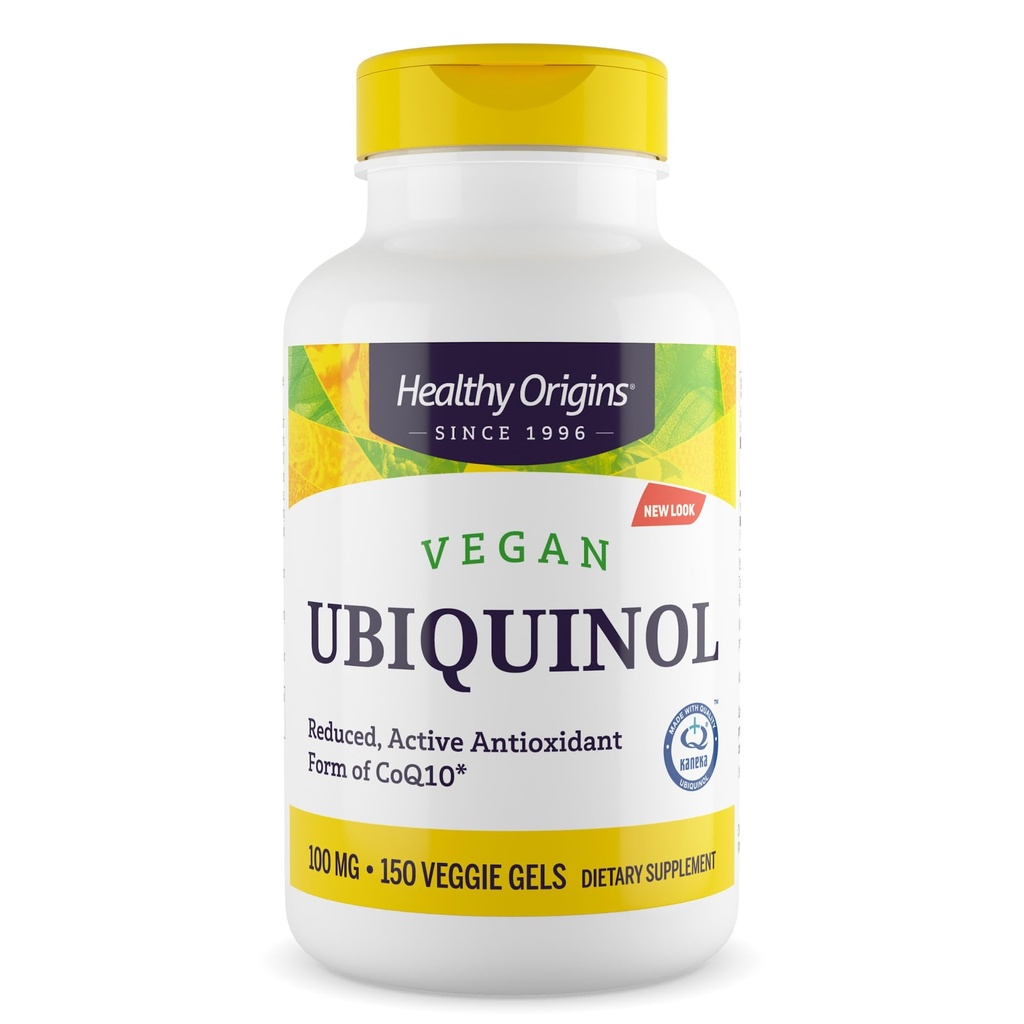 Terve Origins Vegan Ubiquinol (Active Form of CoQ10), 100 mg - Kaneka Ubiquinol täydentää Heart Health & Antioxidantti Support - Gluteenittomat & ei-GMO-lisäravinteet - 150 kasvisgeeliä