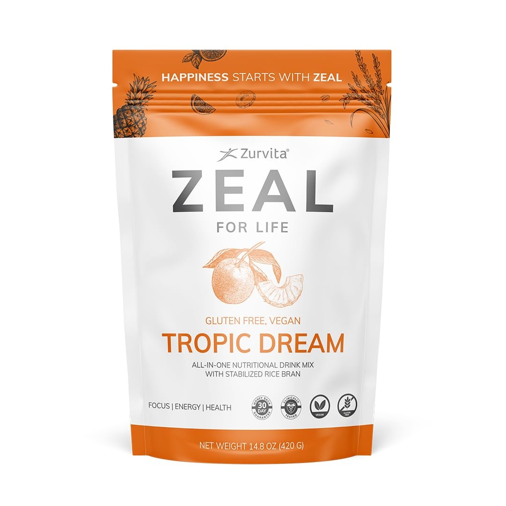 Zurvita - Zeal for Life 30 päivän hyvinvointi laukku - Tropic Dream Flavor, Daily Nutritional Supplement for Vitality, Immuniteetti, & Yleinen hyvinvointi - 420 Gram