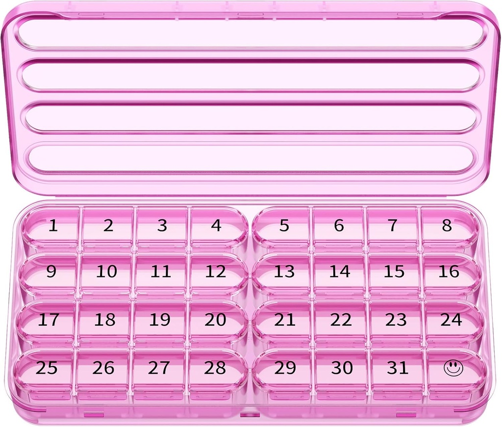 Zoksi Månatliga Pill Organizer 1 Gång per dag, 30 Dag Pill Box Organizer, En Månad Pill Fall för Resa, 31 Daglig Medcine Container för Vitaminer, Supplement & Medication (Purple)