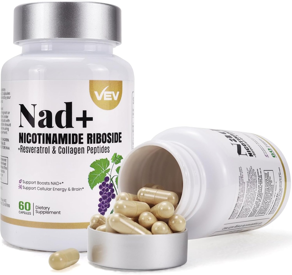 VEV NAD-lisäkapselit - Nikotinamidi Ribosidi, monikollageeni, CoQ10-NAD-lisäaine iholle - 60 kapselia*2