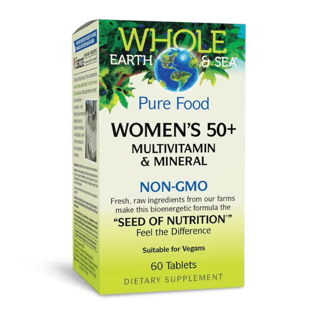 Luonnollinen tekijä Koko maa ja meri Naisten 50+ Multivitamiini & Mineral, 1 Tarjoilu sisältää ravitsemus ekvivalentti 1⁄2 lb kasviksia, 60 tablettia