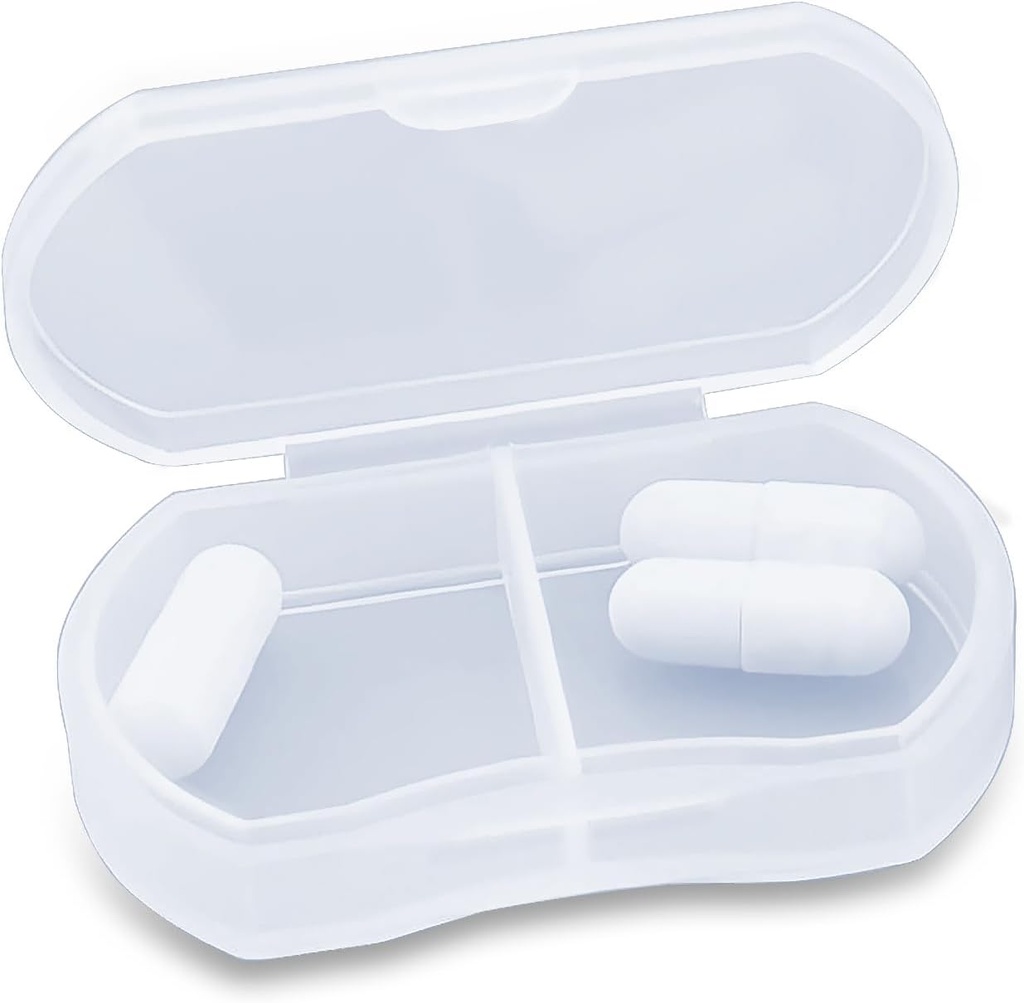 Pilleri tapauksessa laukku Pieni pilleri Organizer Kannettava matka päivittäin pilleri säiliöt AM & PM Mini pilleri laatikko vitamiini, kalaöljy, täydennysosa haltija (1 PCS, valkoinen)