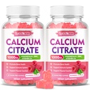 2 Pakkaus Kalsiumsilikaatti Gummie 1000 mg w/vitamiini D3, suuri imeytyvä kalsium Gummies naisille ja miehille, Plus magnesium, kalium, Sinkki lihakselle ja immuunille, vadelma Maku, 120
