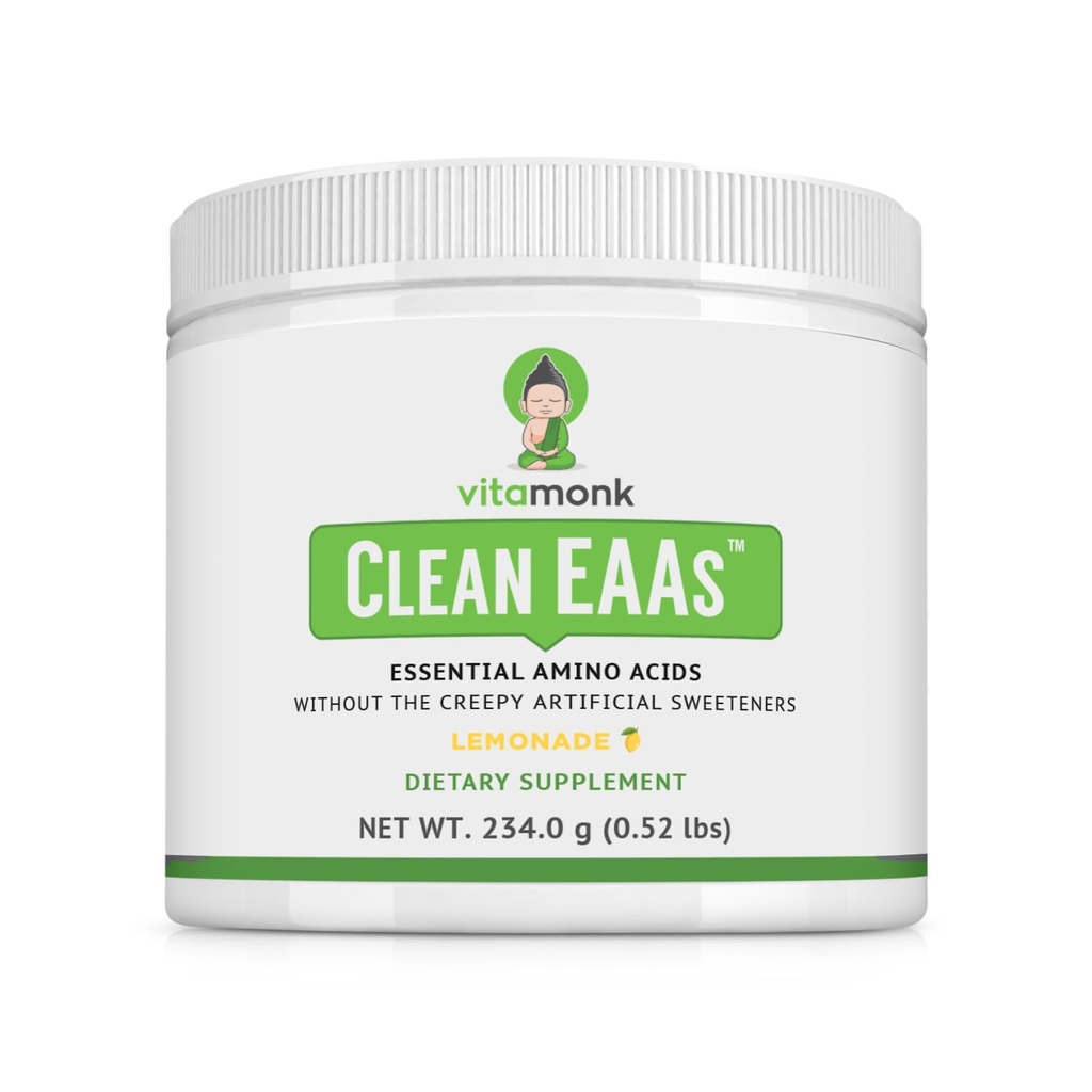 VitaMonk Clean EAA - EAA ilman keinotekoisia Makeutusaineita esityö, energia ja Recovery - Max Biosavable EAA Powder 9 Essential Amino Acids - Natural Lemonade Flavor