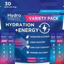 HydroMATE Electrolytes Powder Drink Mix Packets Hydration Accelerator Low Sugar Party Favors för Rapid Recovery Vitamin C Plus Caffeine Variety Pack - 30 Count