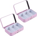 2Pcs 3 Osat Pilleri tapauksessa peili, Kannettava Metal Medicine Pill Organizer Pieni pilleri laatikko Vitamiini pilleri haltija tasku, laukku, matka (vaaleanpunainen)