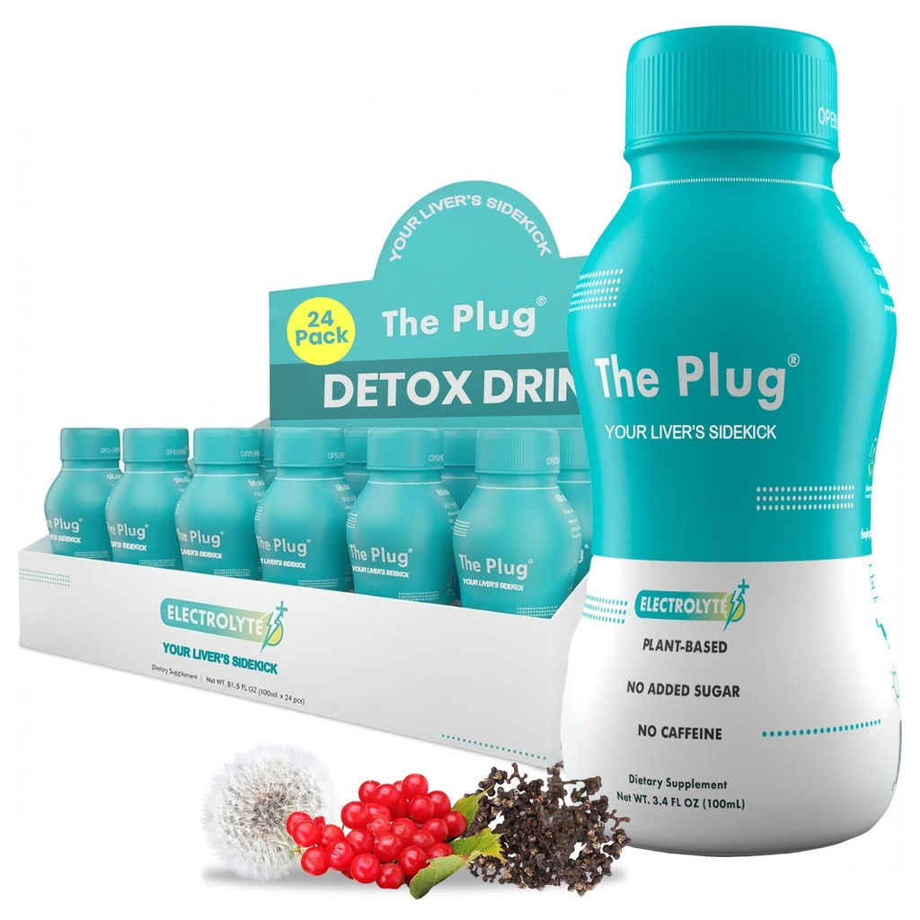 Plug Liver Cleanse Detox & Repair Drink - Plant Based Herbal Electrolyte Drink för Liver Support & Health, Bloating Relief, Återställ Antioxidanter & Minerals | Liver Complex Energy Drink (24-Pack)