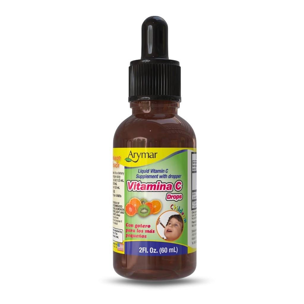 ARYMAR- C-vitamiinin tippa 2 fl oz Immunosupport & Antioksidantti nestemäinen, vegaaninen, oranssi maku