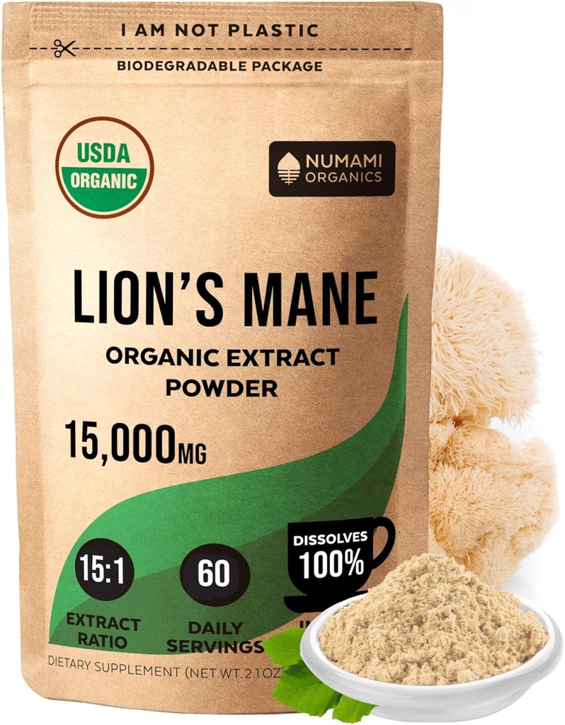 Numami Organic Lions Mane Mushroom Extract Powder 