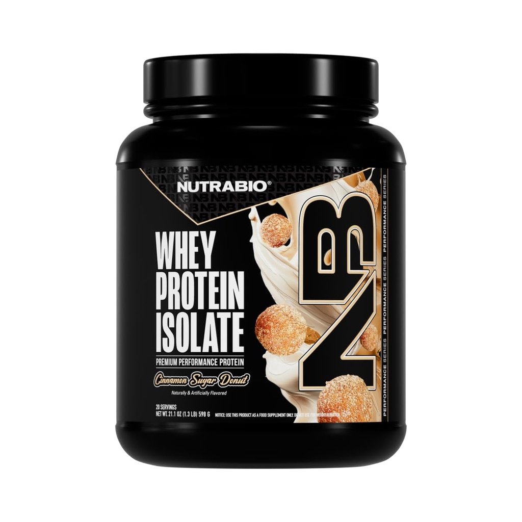 NutraBio 100% Whey Protein Isolate Protein Powder, 25g Protein med komplett Amino Acid Profile, Non-GMO, Soy & Gluten Free, Low Carb, Low Calorie Whey Protein Powder, Cinnamon Sugar Donut, 2 Lbs