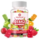 Natures Aid Sokeriton D3-vitamiini K2 Gummies kalsium + K2 (MK-7), magnesiumsitraatti, C-vitamiini, Extra Strength - Ultimate Imeytyminen luun Lihas hampaat Immuuni, Vegan - 60 Gummies