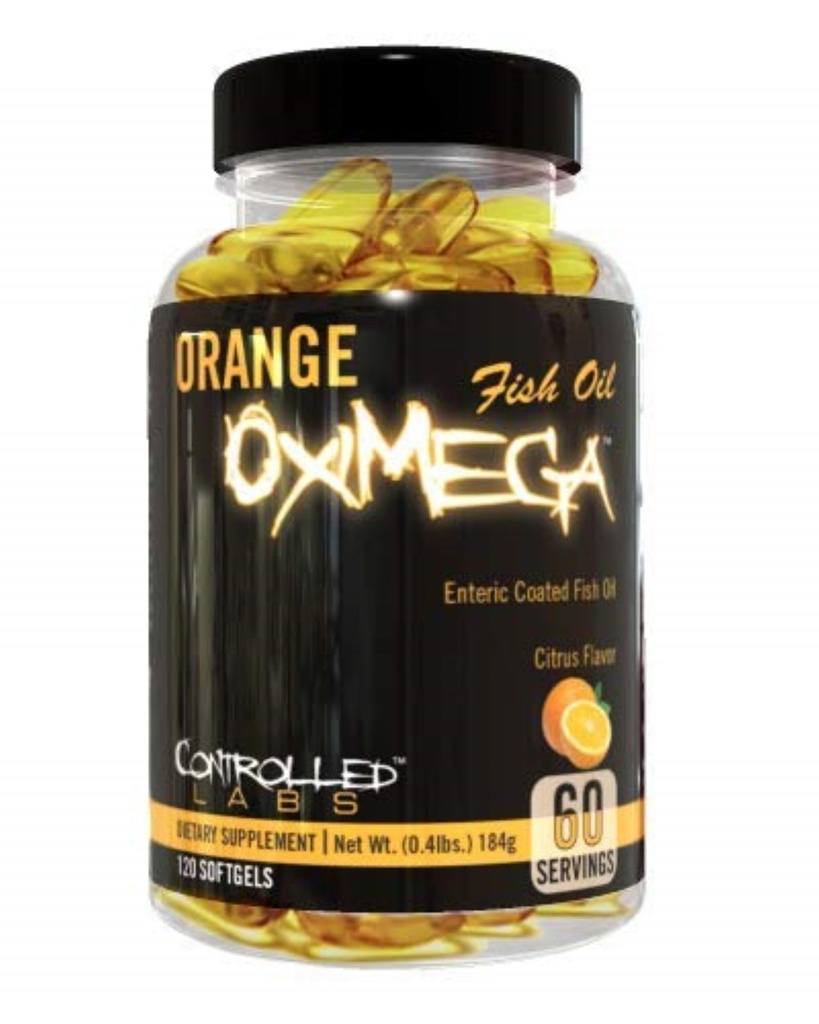 CONTROLED LABS Orange Oximega Fish Oil Supplement 120 Softgels, EPA ja DHA, 2000mg Omega- 3 rasvahapot, Citrus-Flavor, Burpless Softgels