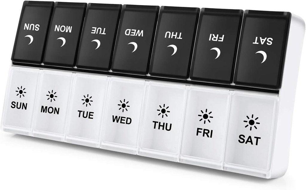 DANYING Large Pill Organizer 2 Kertaa päivässä, Viikoittain Laatikko per AM PM tapaus, Päivä Yö Kontti 7 Vitamiini tapaus Kahdesti