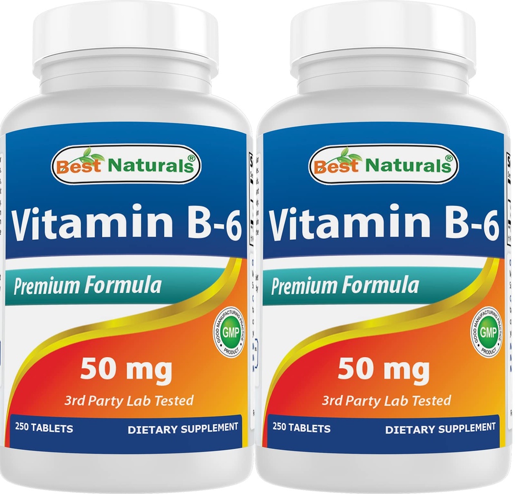Best Naturals B6 50 mg 250 tablettia (250 ml (pakkaus 2))