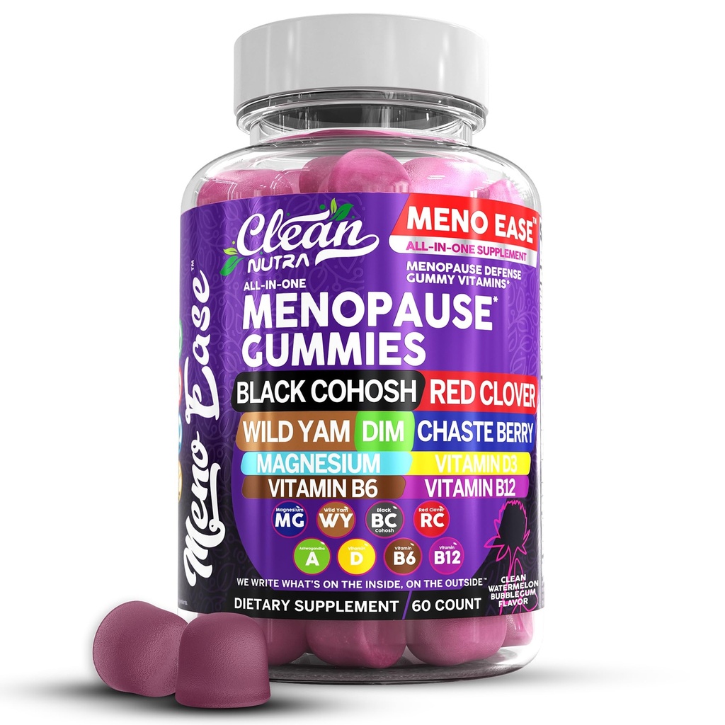 Vaihdevuodet täydentää naisille Gummies musta Cohosh, Wild Jam, DIM, Magnesium, punainen Clover Chasteberry Hormoni Balance Relief Night Sweats Mood Plus Bergamot, D3-vitamiini B6 B12