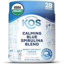 KOS Calming Blue Spirulina Blend- USDA Certified Organic - Alger Superfood Powder med Ashwagandha Root, Lemon Balm, Reishi Mushroom, B-vitaminer - Berry Coconut Cooler Flavor, 28 portioner