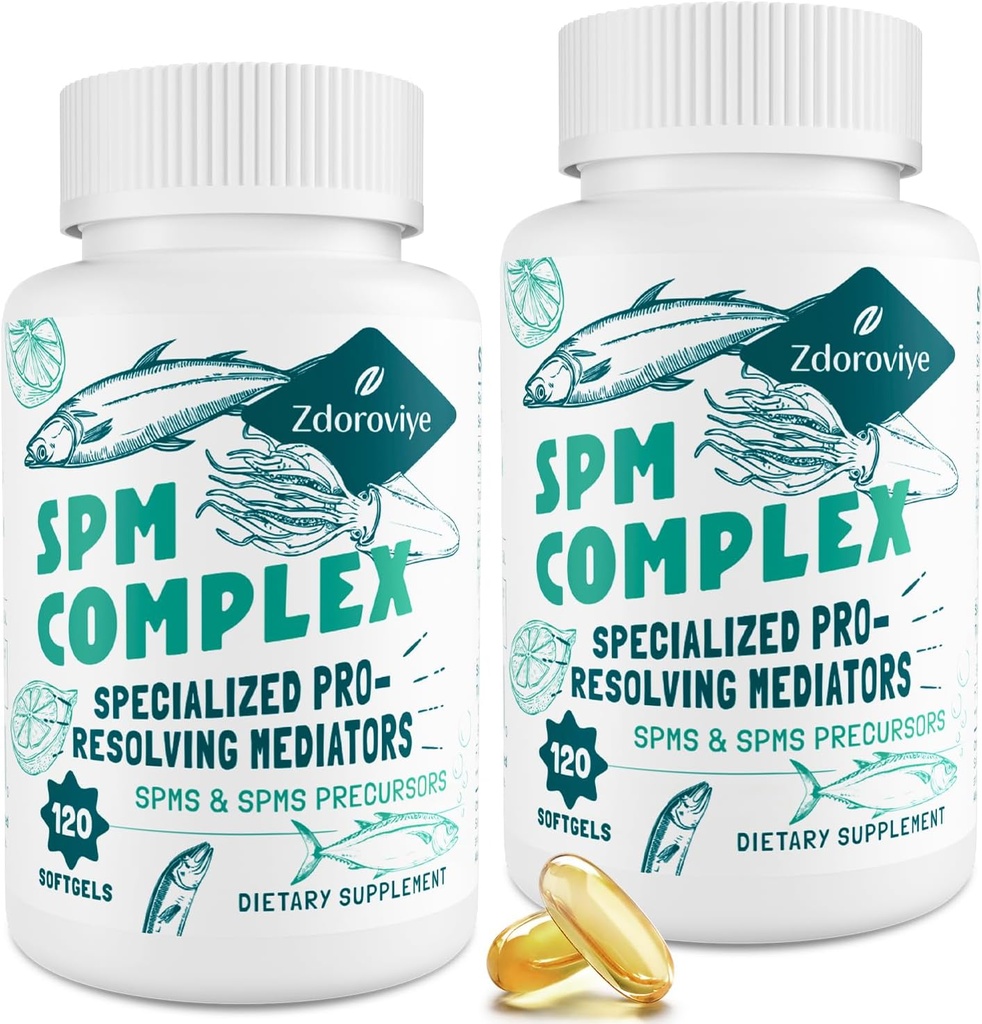Zdoroviye SPM täydentää - Erikoistunut pro-solving Mediators ja SPMs Precursors Complex tasapainotettu immuunivaste, aivot, kudos & solu - 120 Softgels (2 pullo)