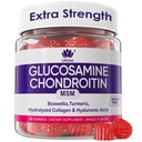 Glukosamiinikondroitiini Gummit, sokeriton Glukosamiinikondroitiini-MSM-lisä, lisävahvuus Boswellia-turmeric, hydrolysoitu kollageeni- ja hyaluronihappo, miesten ja naisten luunterveys, 60 Ct