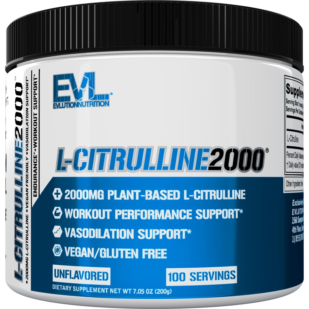 L-Citrulline2000 Nitric Oxide Pre Workout Powder - Hög styrka L Citrulline Powder för förbättrad muskelstyrka och intensiva pumpar - Plant Baserad Nitric Oxide Booster - Osmakad