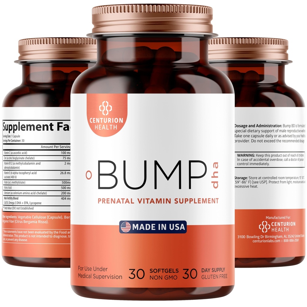 Centurion Labs Premium prenatal vitamiineja [10 Tehokkaita Ainesosia] DHA, EPA, Folaatti ja B12-vitamiini, Kaikki luonnollinen raskaus täydentää sikiön kehitystä ja raskauden tukea, 30 Softgels