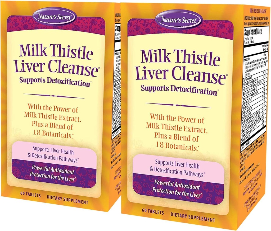 Nature's Secret Milk Thistle Liver Cleanse - Tukee tervettä maksan toimintaa ja detoxification -18 Kasvitieteellinen sekoitus Turmeric, Voikukka, Beet, & Artisokka - Luonnollinen voimakas antioksidantti (Pack of 2)