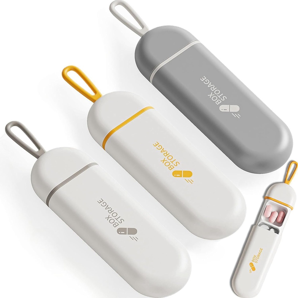 3 Packs Pill Organizer 3 Compartments Portable Pill Case Travel Moisture Proof Pill Box för tabletter Vitamins Cod Liver Oil Supplements och Medication