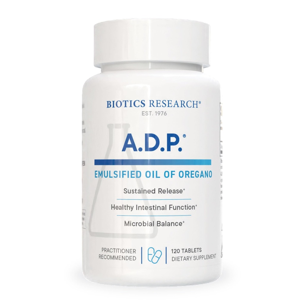 Biotics Research A.D.P. Emulzified Oil of Oregano Tablets for GI Health - Säilytetty Release for High Imeytyminen sisältää Carvacrol, Wild Oregano Oil 50mg/S - Patentoitu Formula - Non GMO .